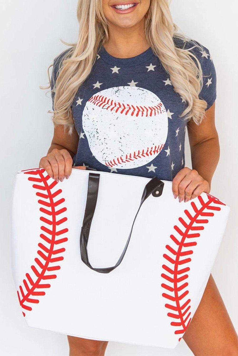 Große Tragetasche aus Segeltuch mit Baseball-Muster
