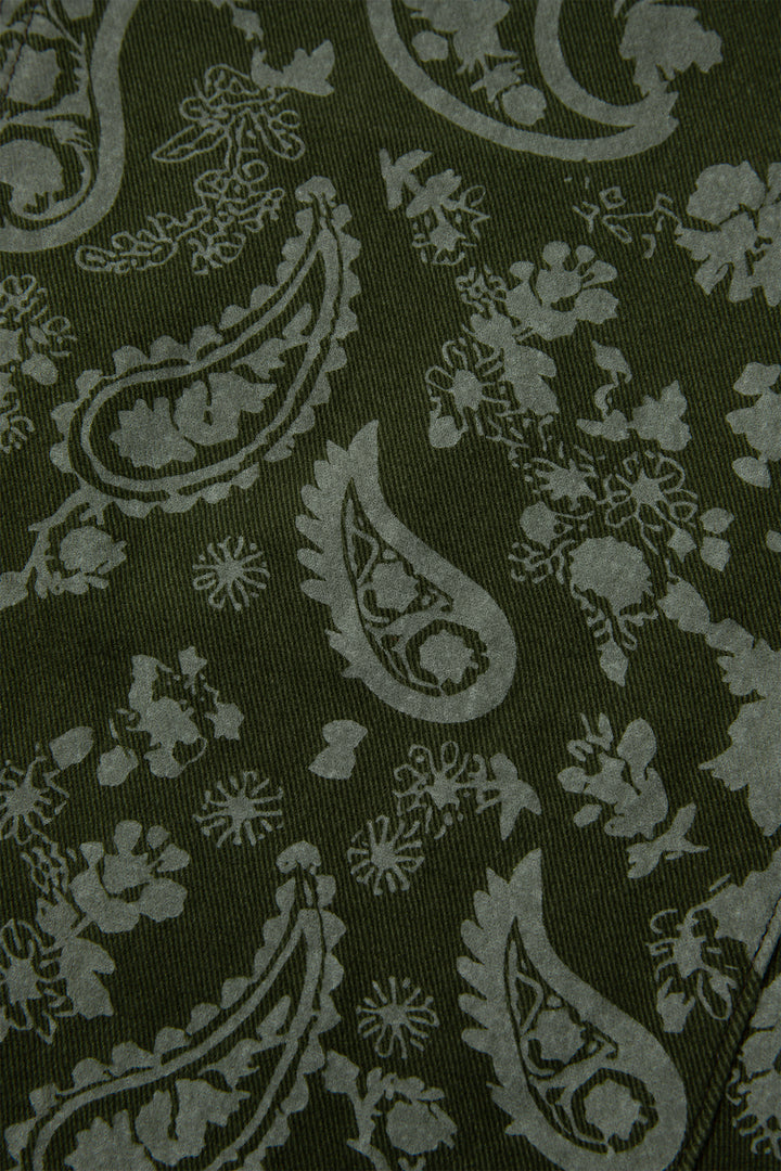 Green Paisley Print Harem Denim Pants