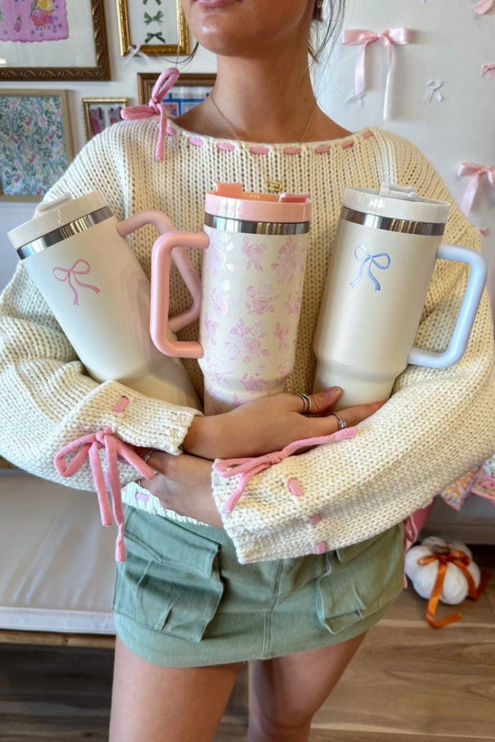 Bow Knot Color Block Handle Tumbler 40Z