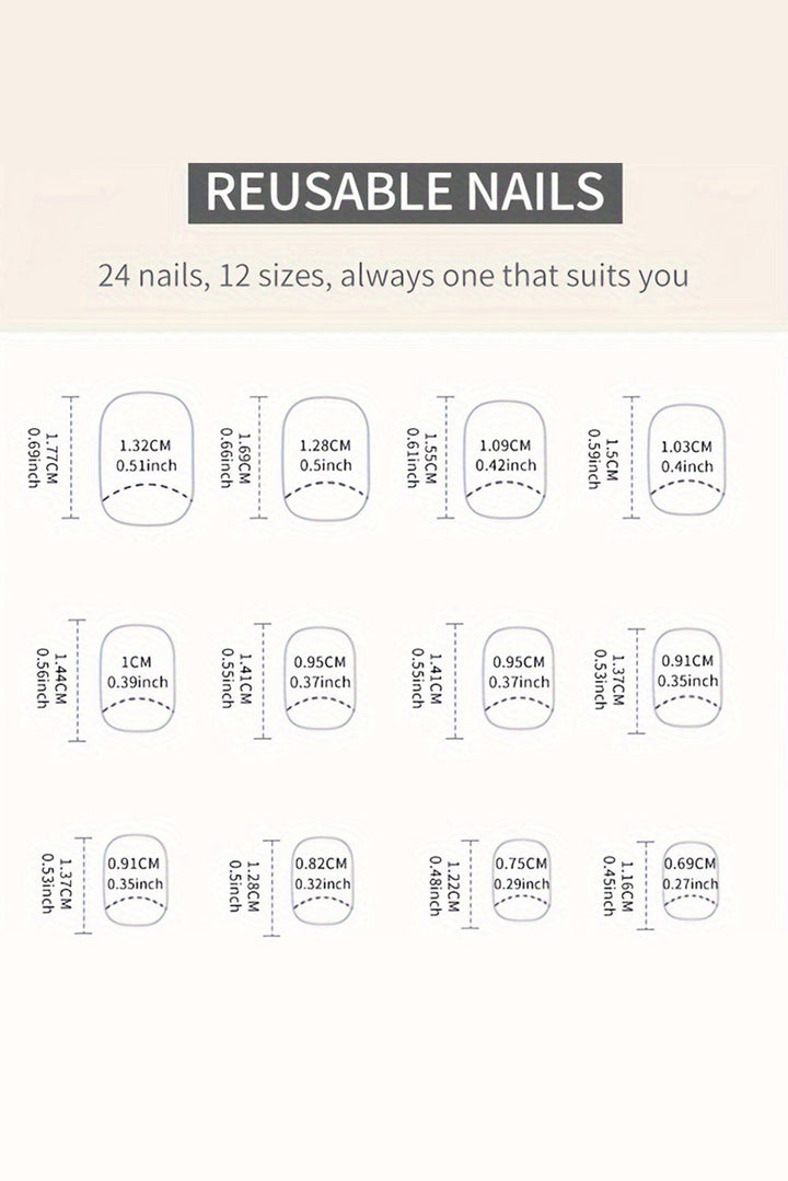 American Flag Shiny Square False Nails