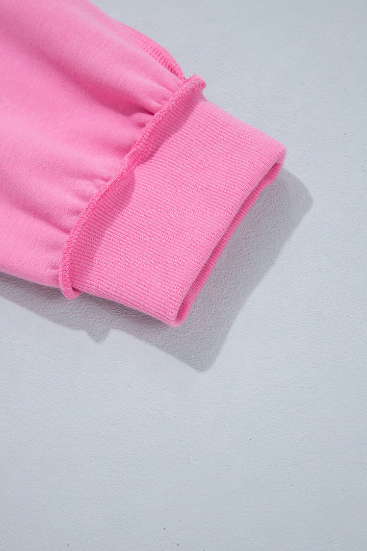 Bright Pink Exposed Seam Detail Reversible Double Wear Plus Size Sweatshirt