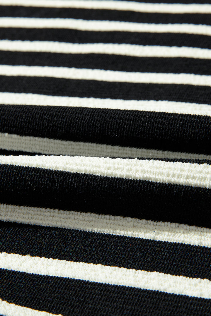 Black Stripe Contrast MERRY Letter Christmas Print Drop Shoulder Sweatshirt