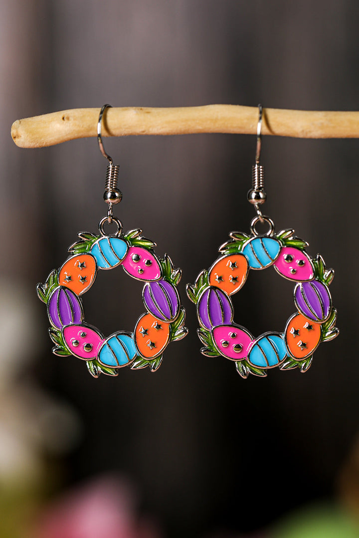 Boucles d'oreilles créoles florales à motif d'œufs de Pâques