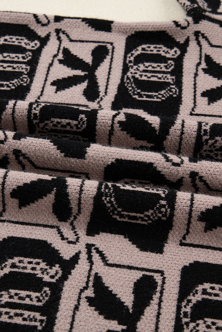 Black Bows &amp; Horseshoes Pattern Western Fashion Print Sweater