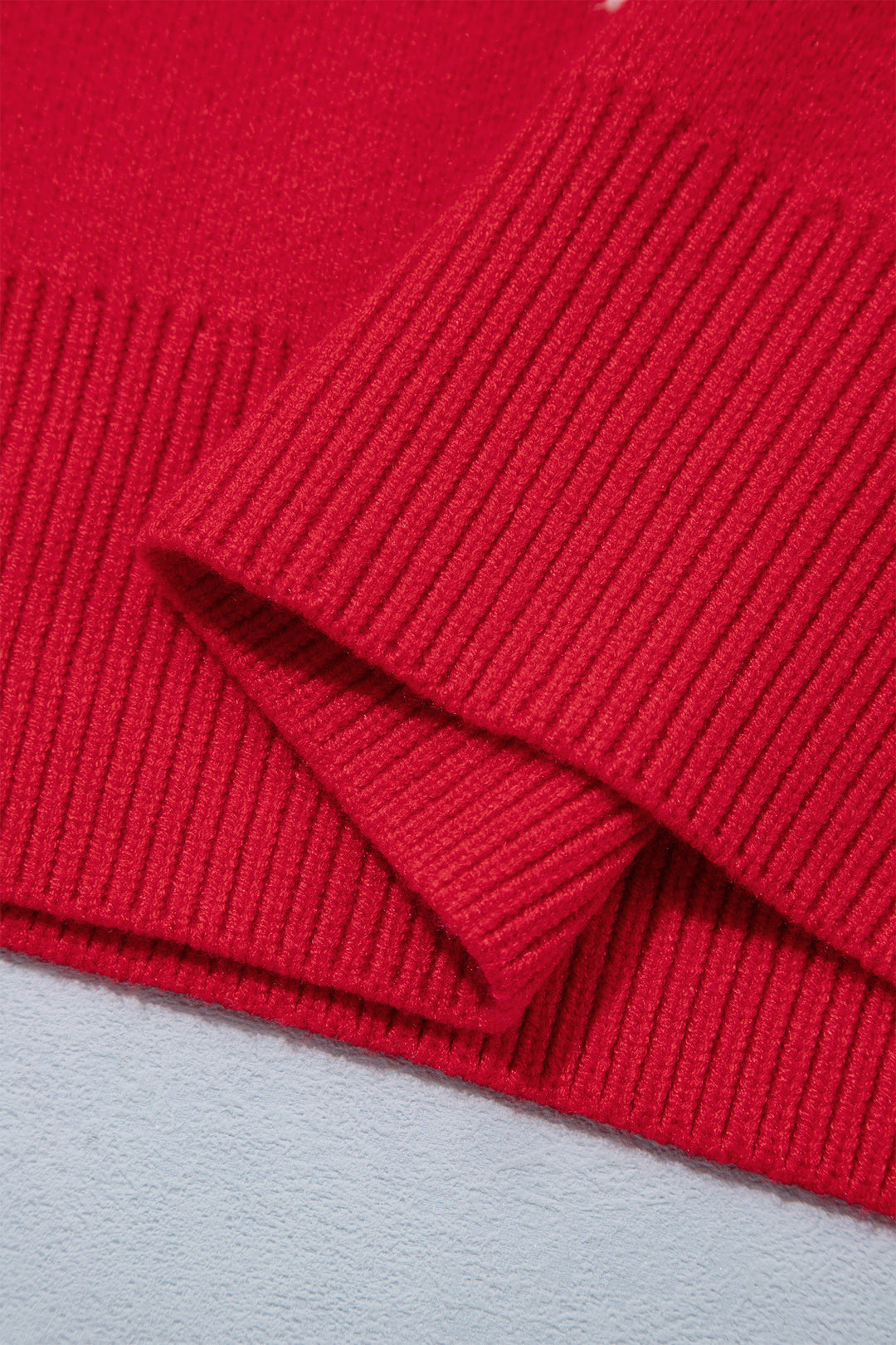 Fiery Red All Over Bow Dropped Shoulder Round Neck Shift Sweater