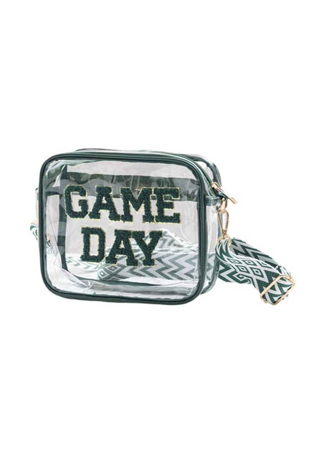 GAME DAY Chenille Embroidered Clear PVC Shoulder Bag