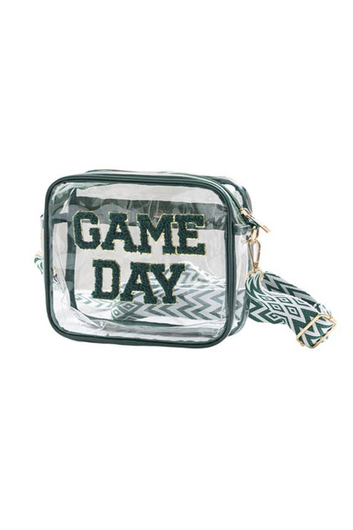 GAME DAY Chenille Embroidered Clear PVC Shoulder Bag