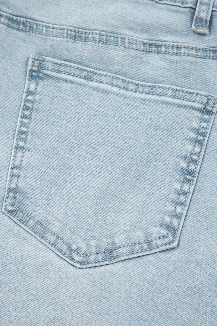 Beau Blue Frayed Cropped Straight Jeans