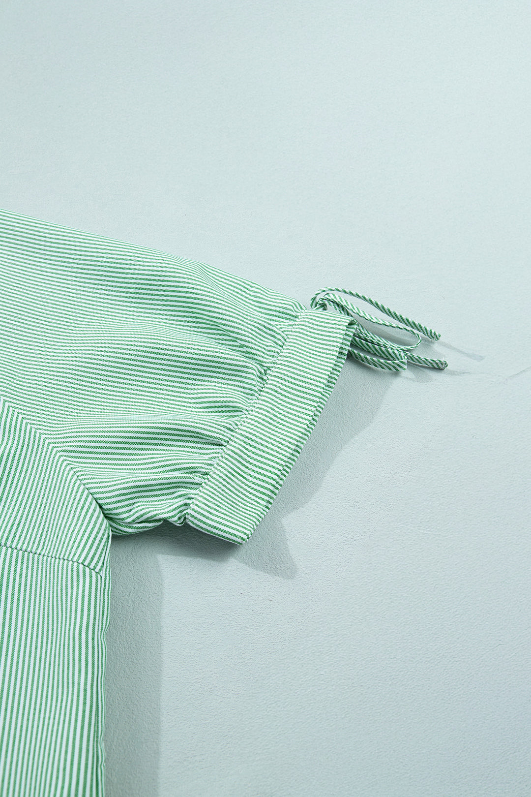 Mint Green Plus Size Striped Print Short Sleeve Blouse
