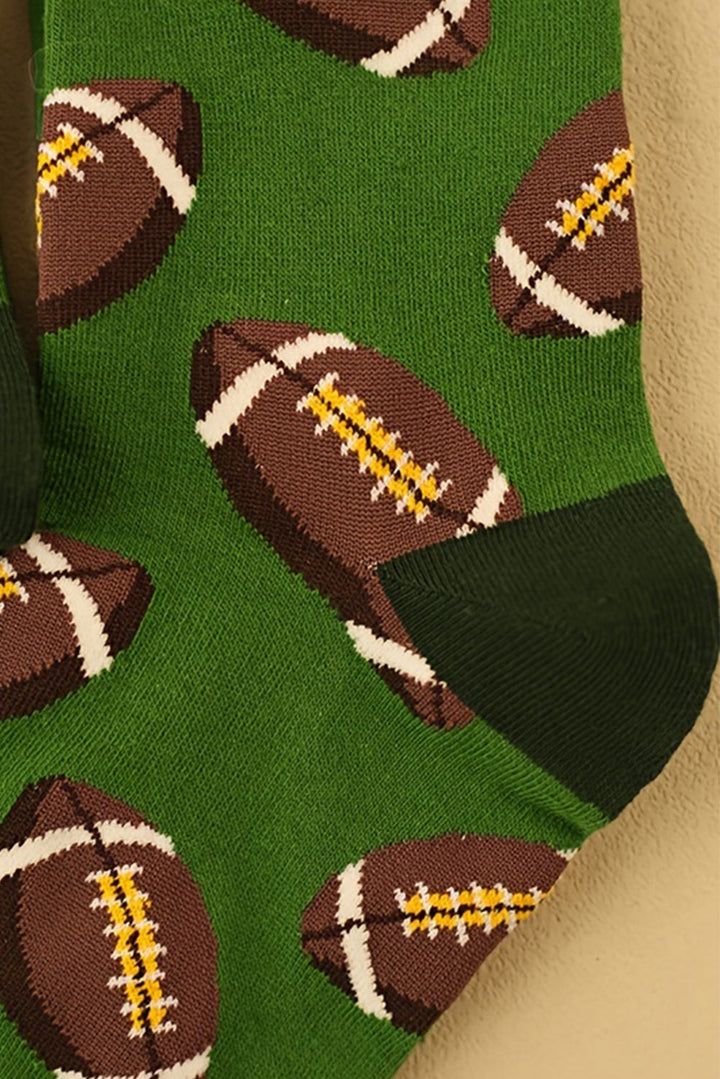 Mittellange Socken mit Rugby-Football-Print