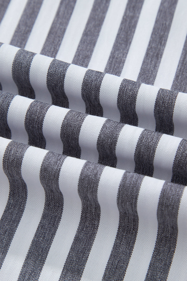 Black Stripe Shirred High Waist Loose Summer Pants
