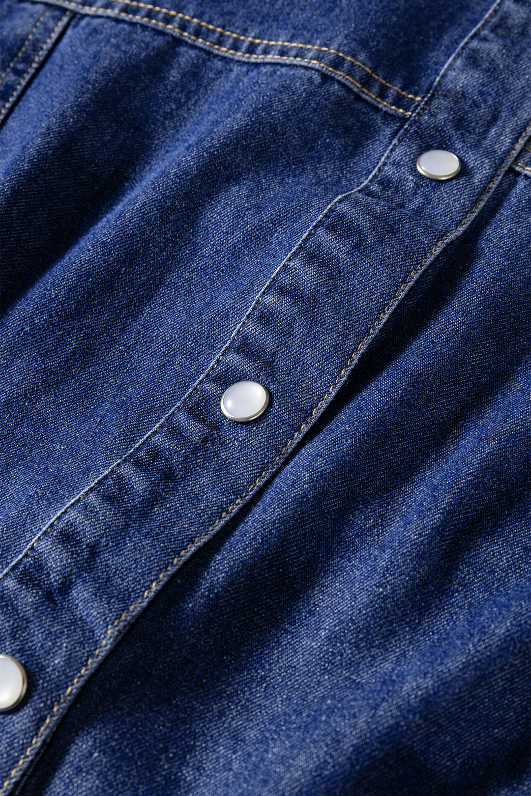 Denim Shirt Collar Long Sleeve Flared Mini Dress