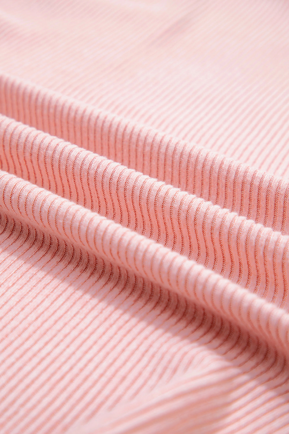 Bonbon Ribbed Exposed Seam Round Neck Chest Pocket Plus Knit Top