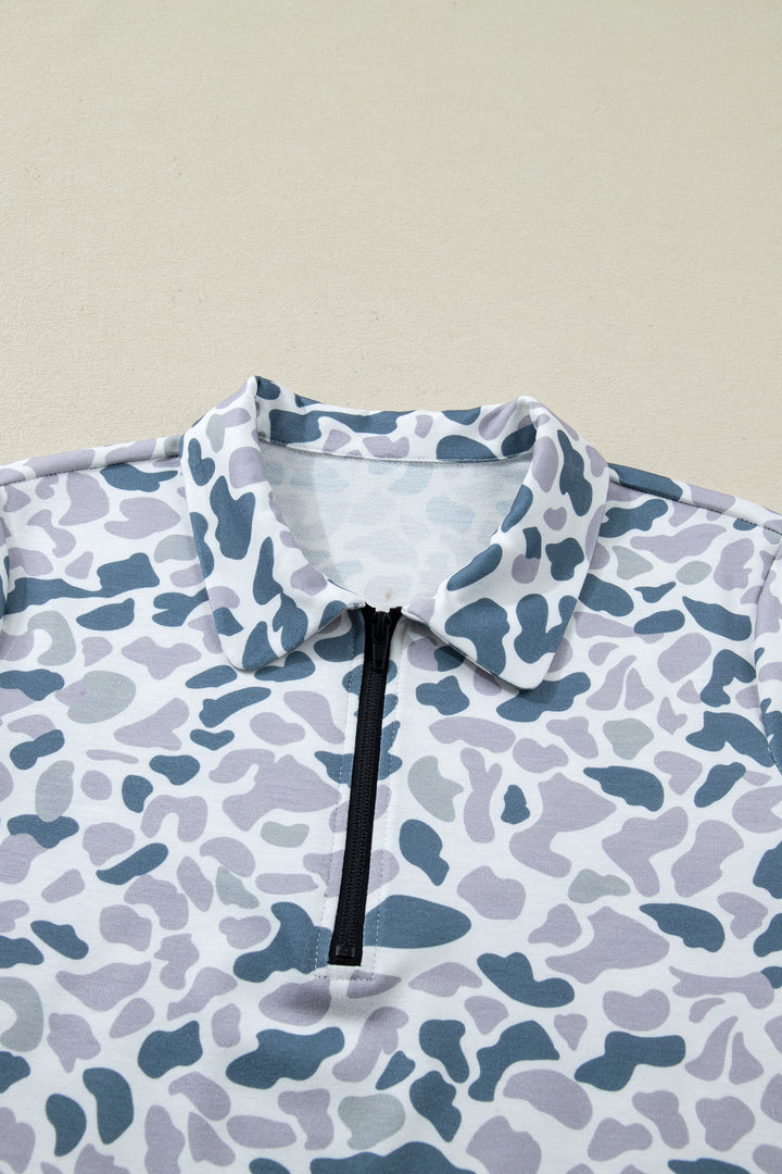 Multicolour Abstract Patterned Polo Collar T Shirt and Shorts Set