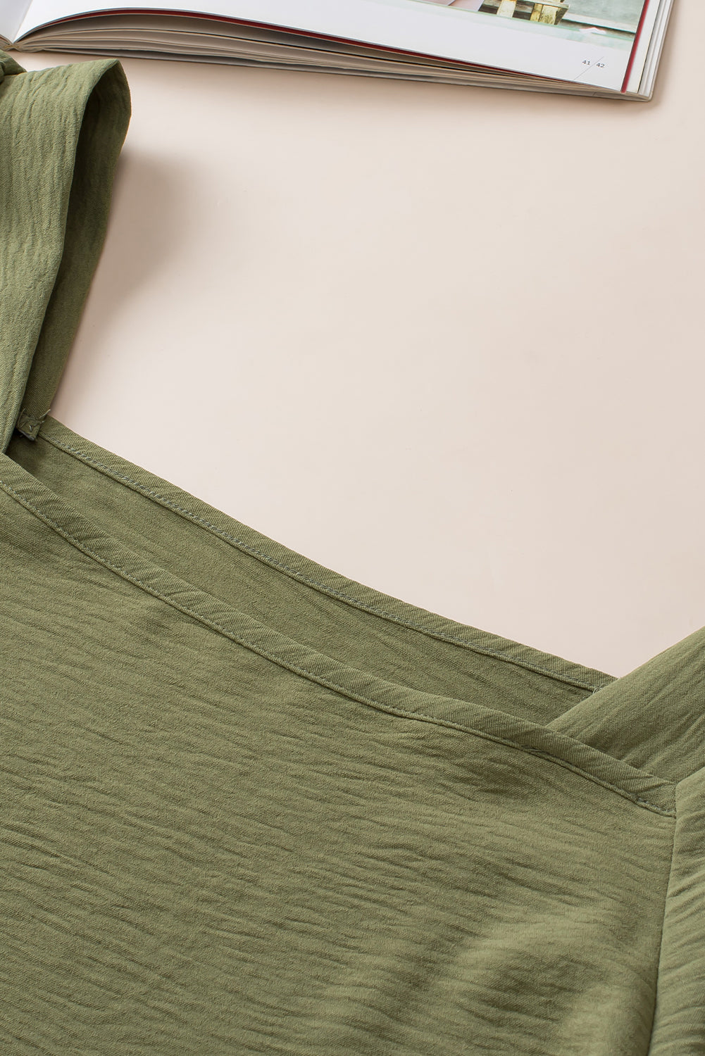 Solid Short Sleeve Square Neck Plus Babydoll Top