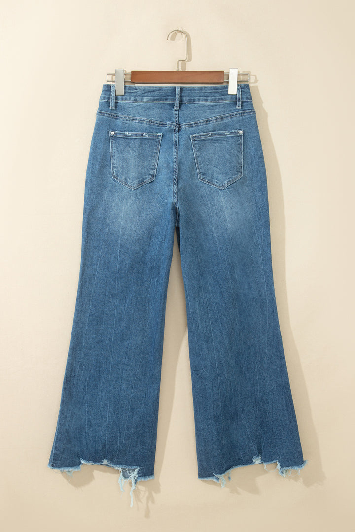 Women Ashleigh Blue High Waist Frayed Hem Flare Jeans