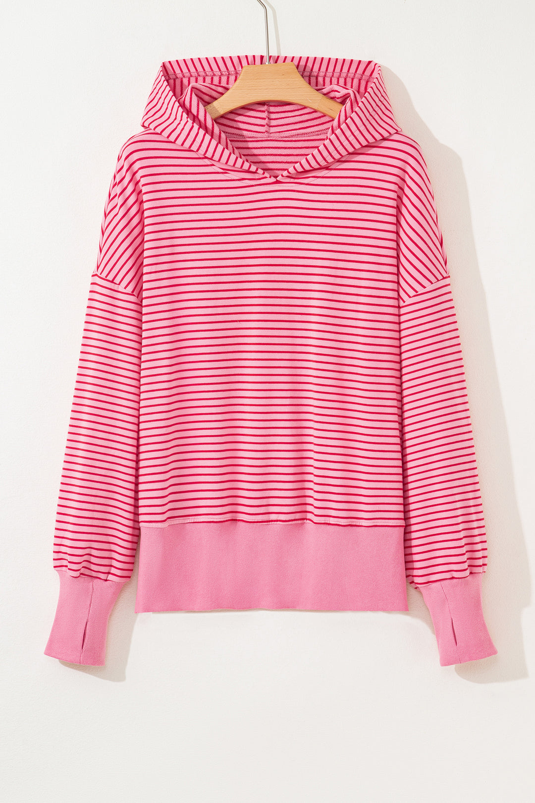 Thumbhole Side Slits Drop Shoulder Loose Fit Hoodie
