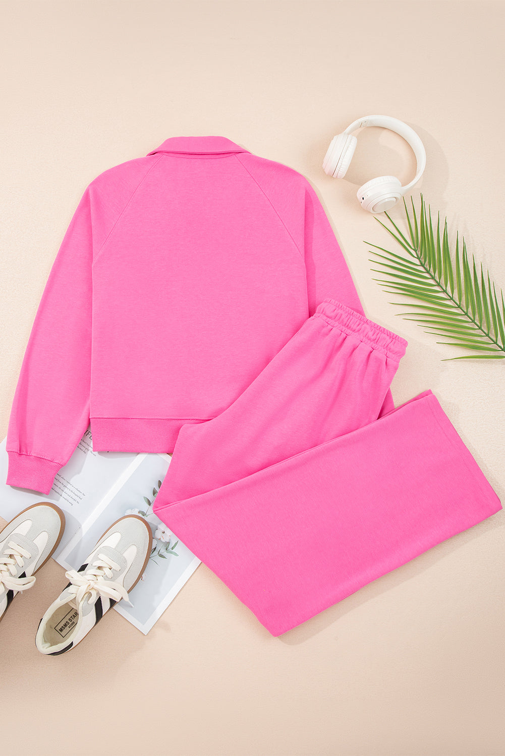 Sachet Pink Collared Pullover and Central Seam Pants Set