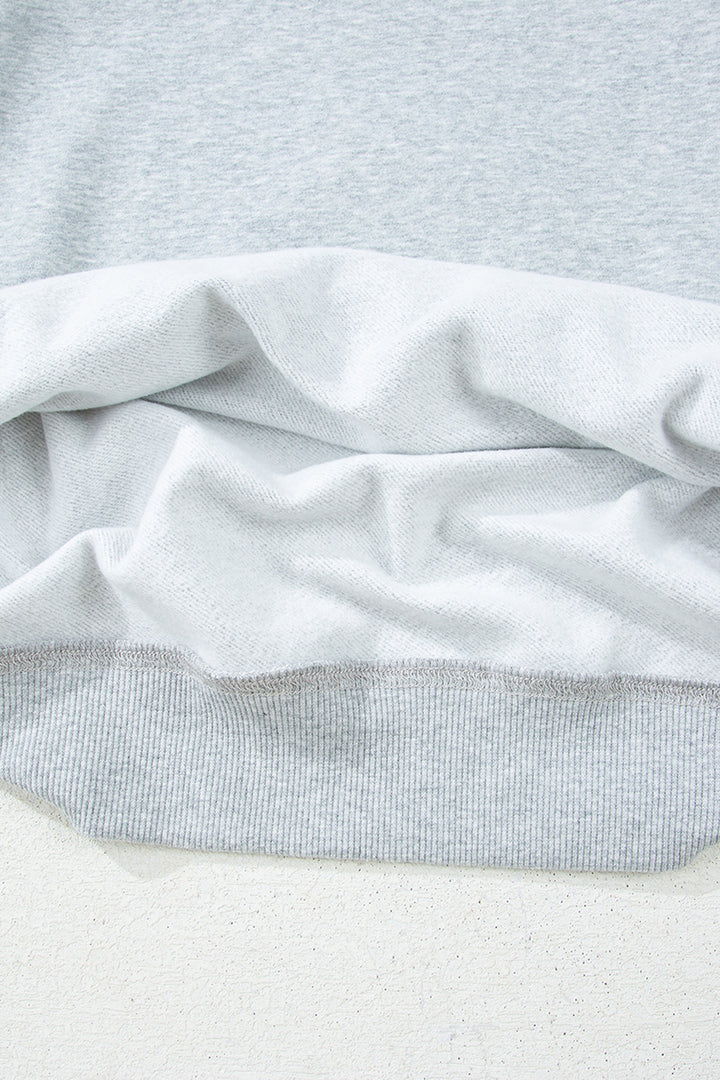 Gray Solid Color Oversized Mock Neck Sweatshirt