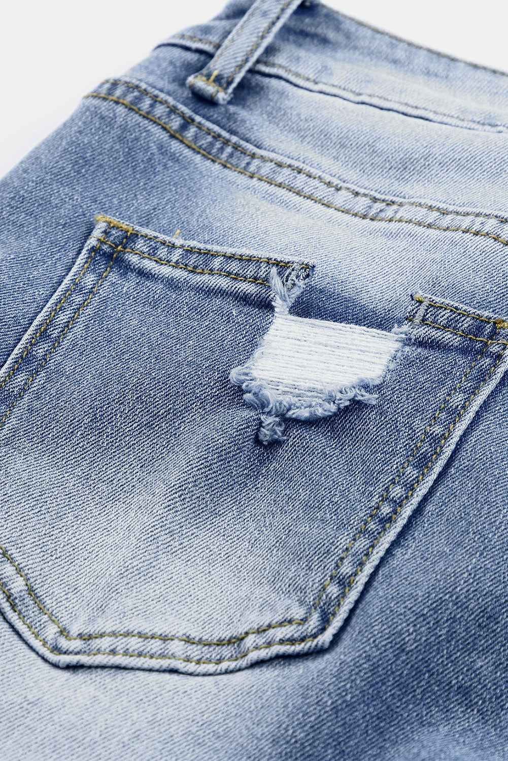 Sky Blue Skinny Distressed Capri Jeans