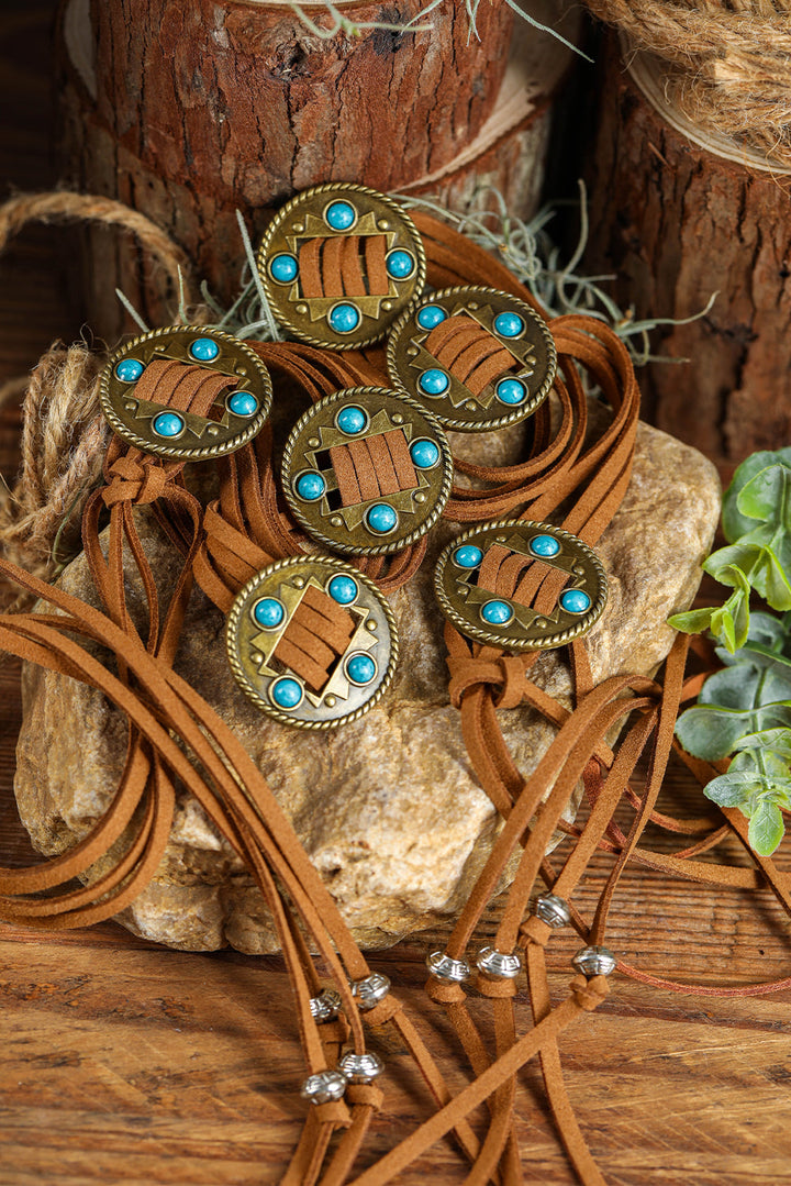 Ceinture à pampilles superposées avec décor turquoise occidental