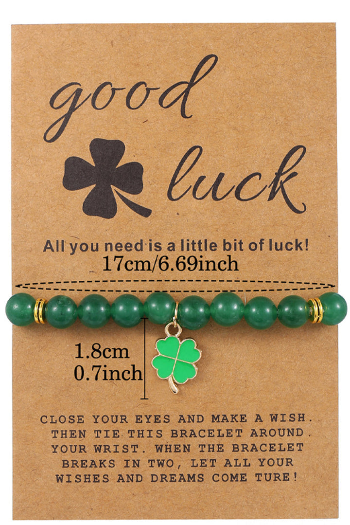 Bracelet élastique en perles de trèfle de la Saint-Patrick