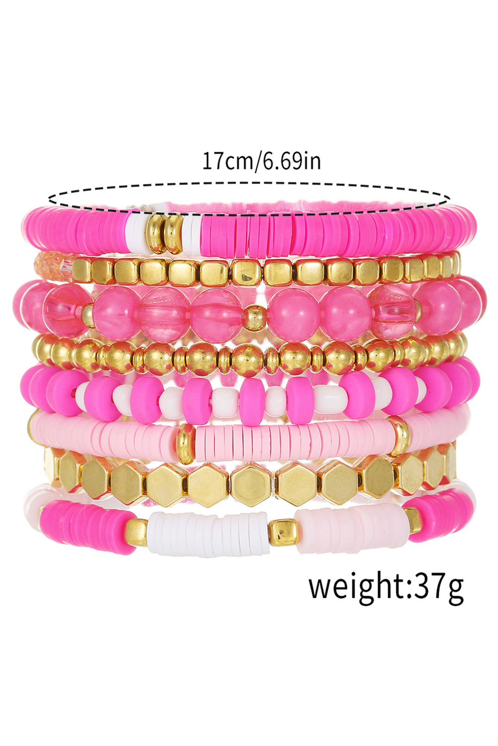 Ensemble de 8 bracelets élastiques perlés Saint-Valentin