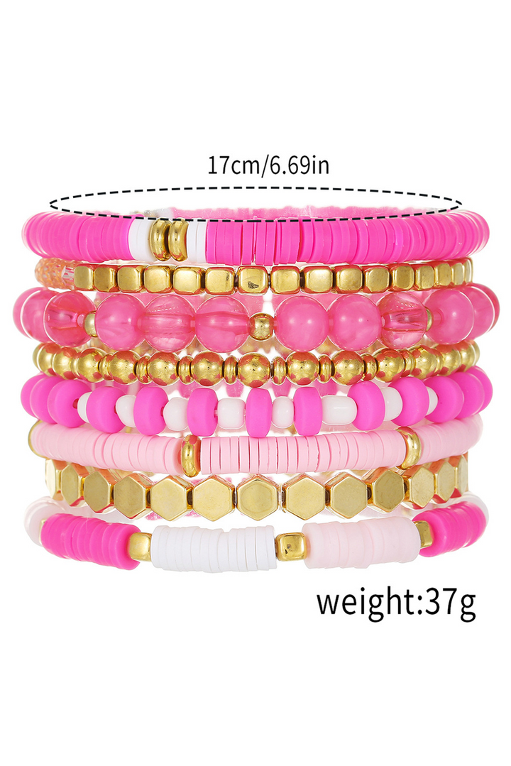 Ensemble de 8 bracelets élastiques perlés Saint-Valentin