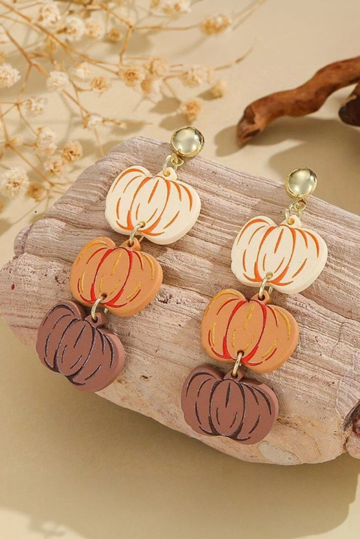 Acrylic Pumpkin Stack Stud Earrings