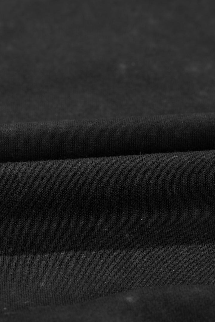 Washed Snap Buttons Lantern Sleeve Pullover Sweatshirt