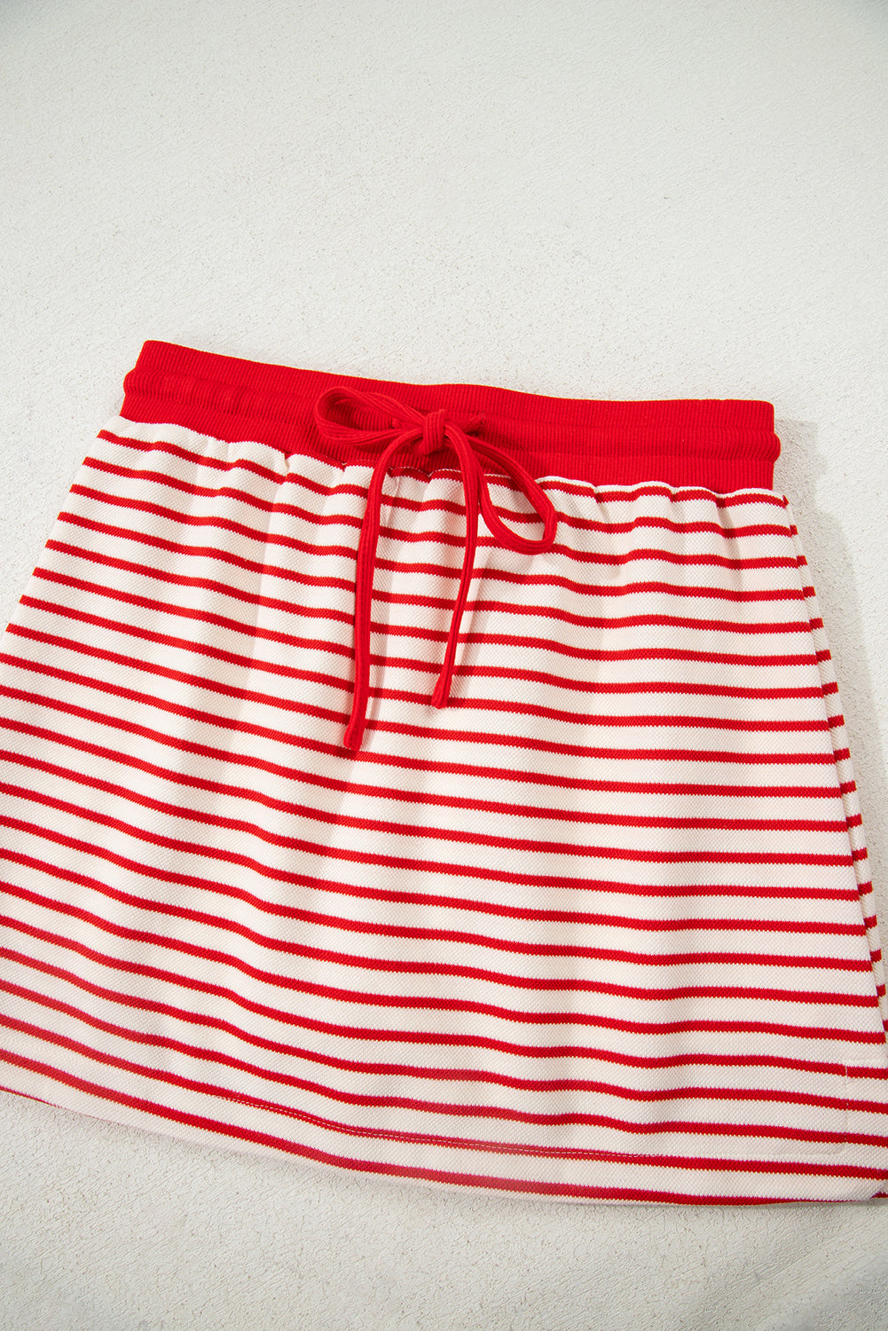 Red Stripe Collared V Neck Pullover and Skort 2pcs Outfit