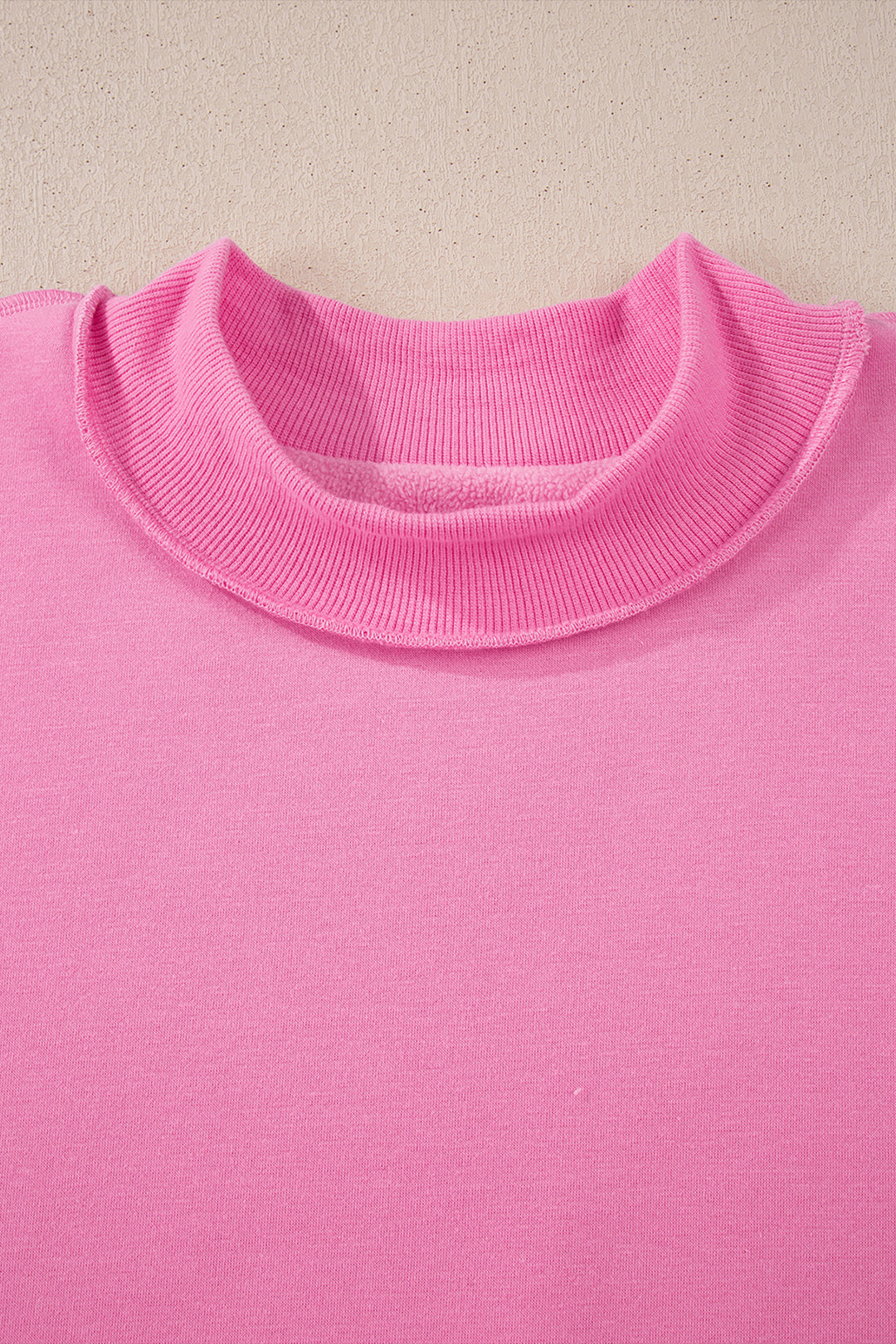 Bright Pink Oversize Drop Shoulder Reversible Mock Neck Sweatshirt