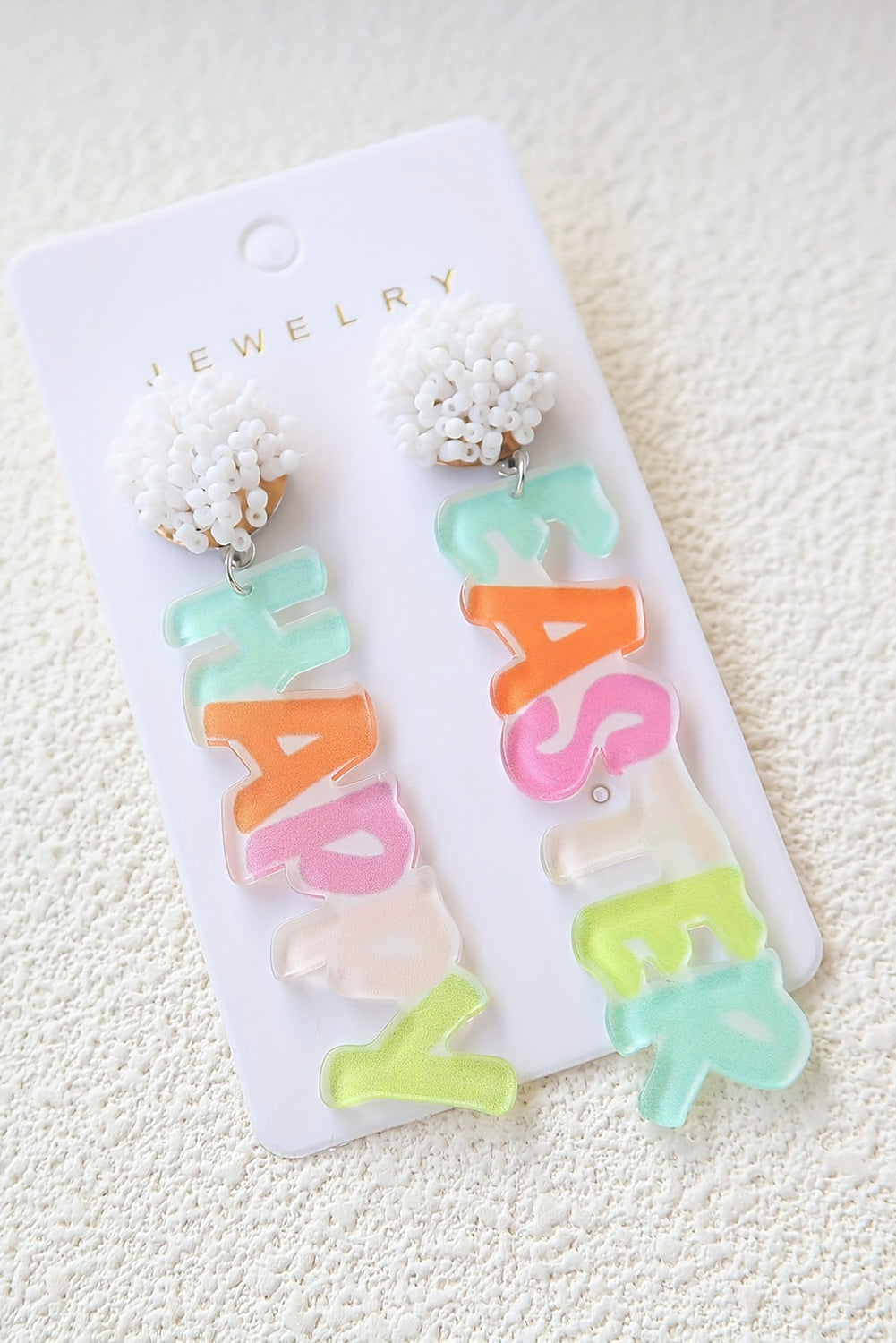 Colorful HAPPY EASTER Drop Earrings