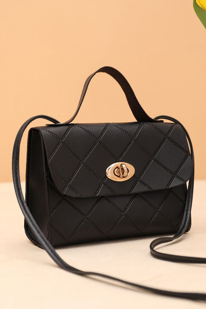 PU Leather Diamond Pattern Messenger Bag