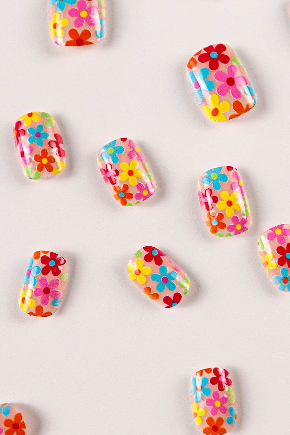 Cute Flowers Print Press On False Nails