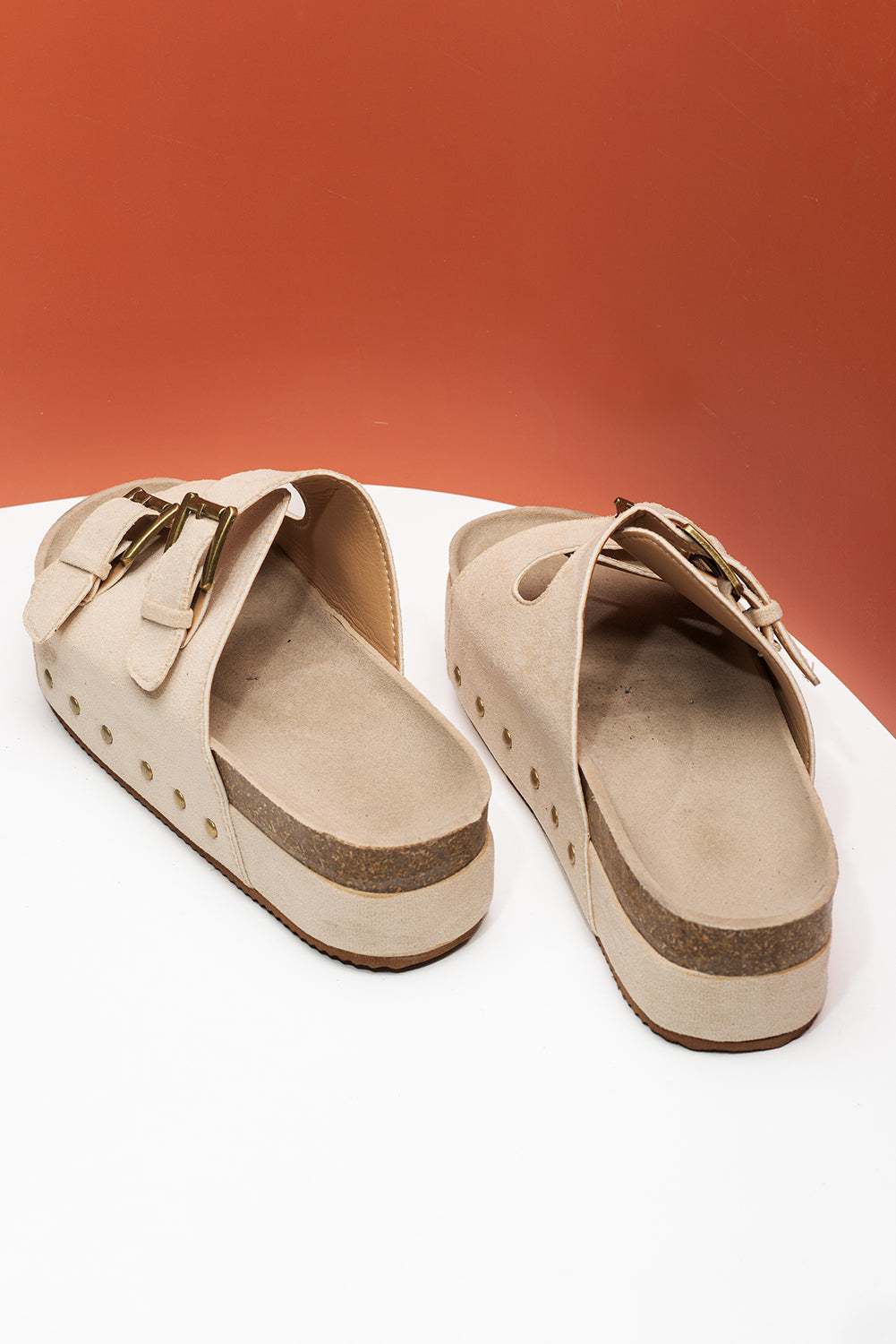 Suede Buckle Decor Footbed Sandal Slippers