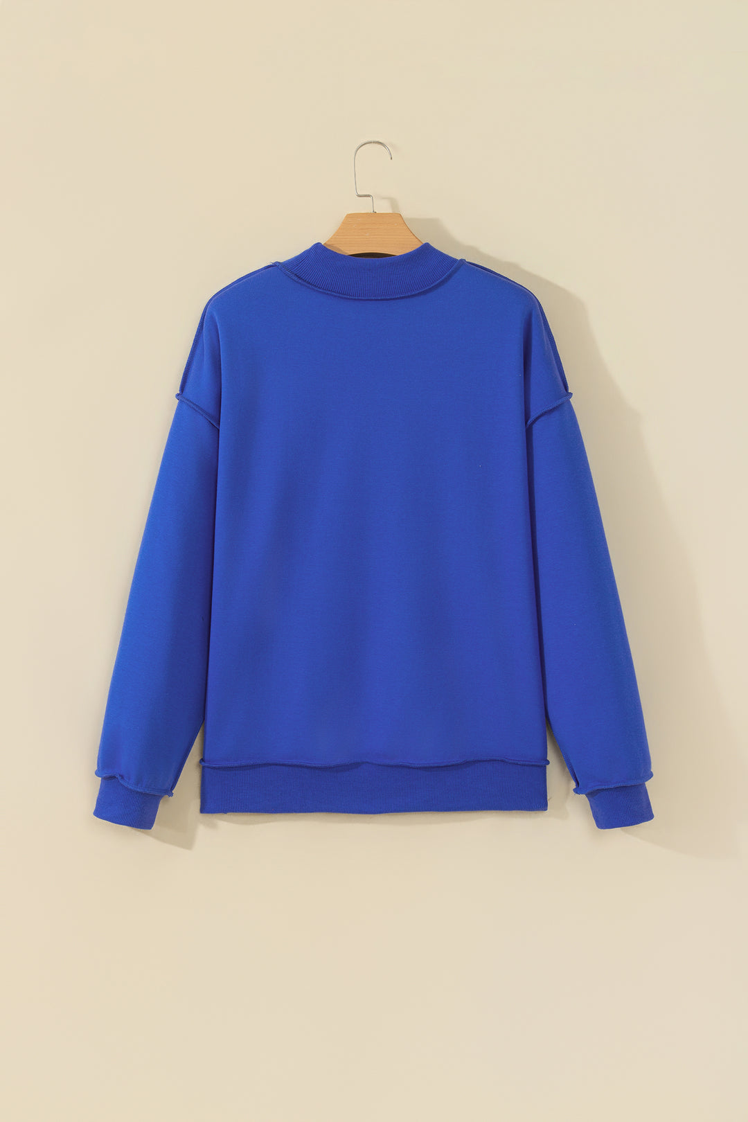 Bluing Oversize Drop Shoulder Reversible Mock Neck Sweatshirt