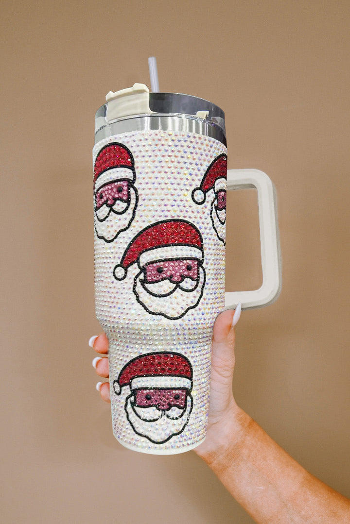 Christmas Santa Claus Diamond Thermos Cup with Straw 40oz