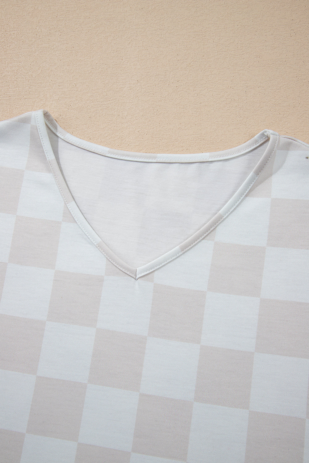 checkered v neck tee drawstring shorts lounge set 1