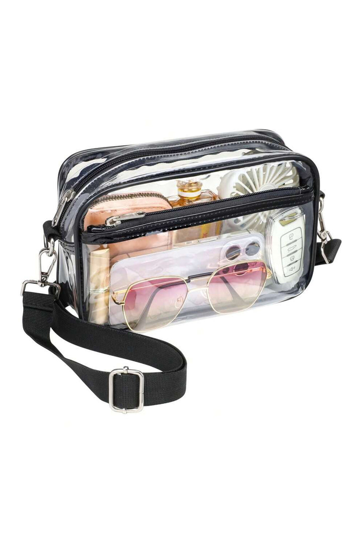 Multi-Pocket Contrast Edge Detachable Strap Clear Shoulder Bag