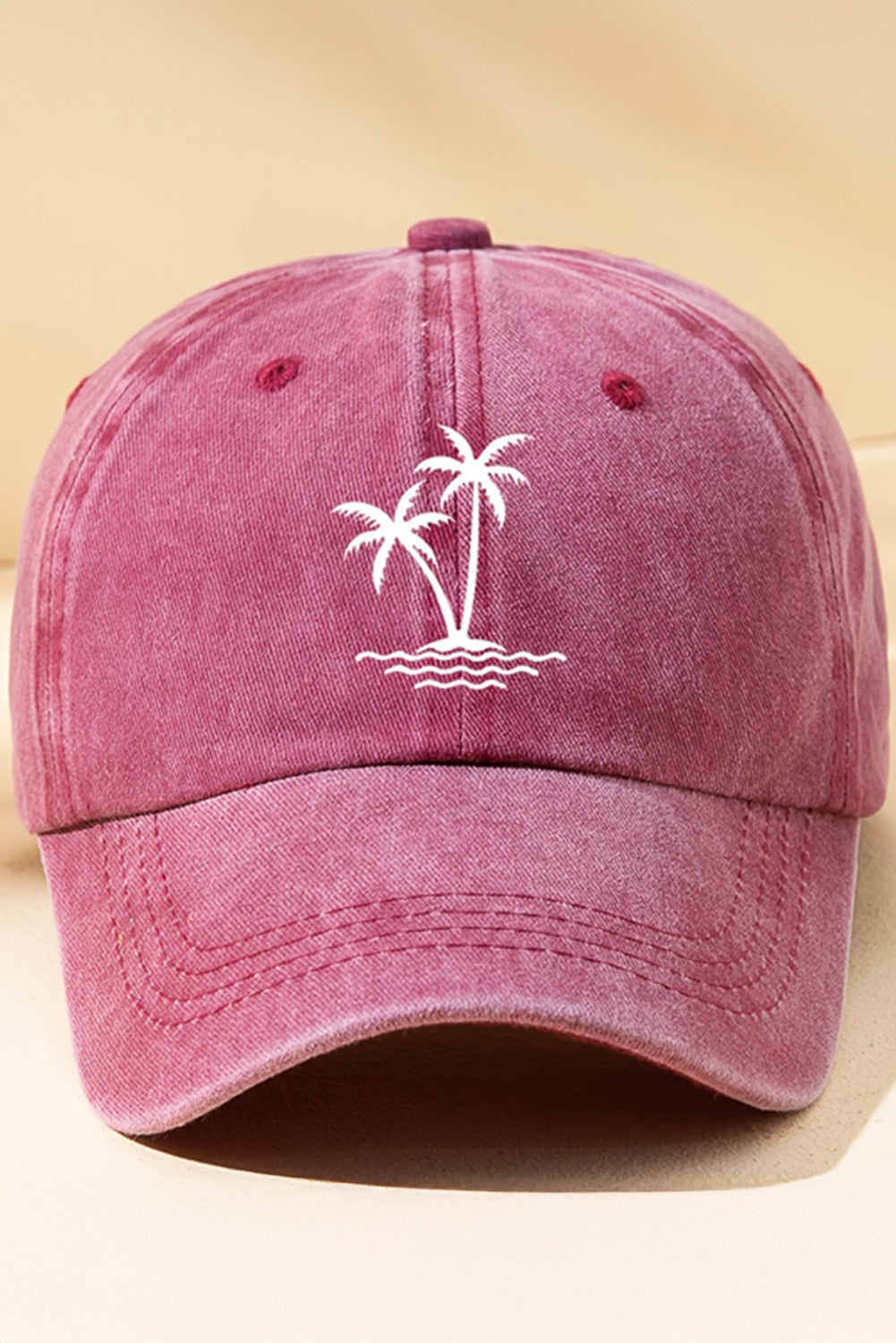 Verstellbare Baseballkappe mit Kokosnussbaum-Stickerei und Mineralwaschung