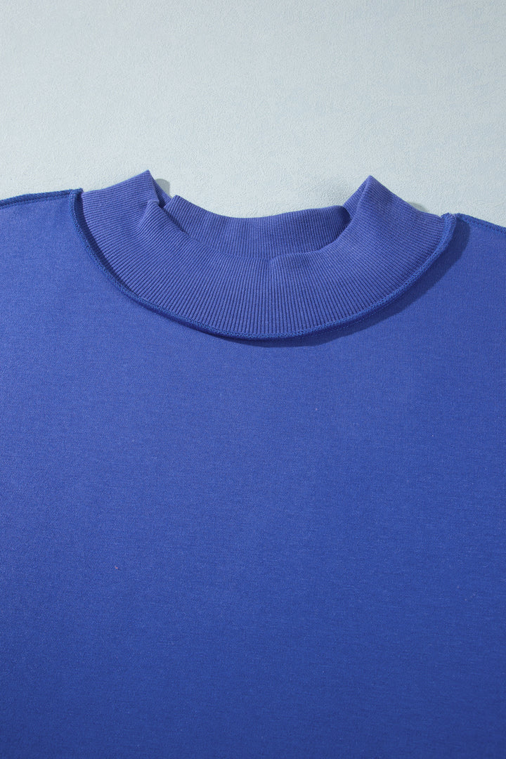 Dark Blue Exposed Seam Detail Reversible Double Wear Plus Size Sweatshirt
