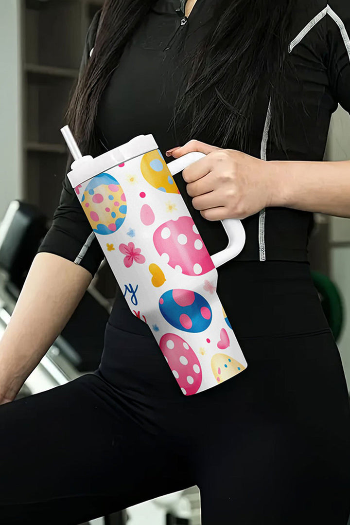 Gobelet isotherme imprimé « Joyeuses Pâques » avec œufs de lapin