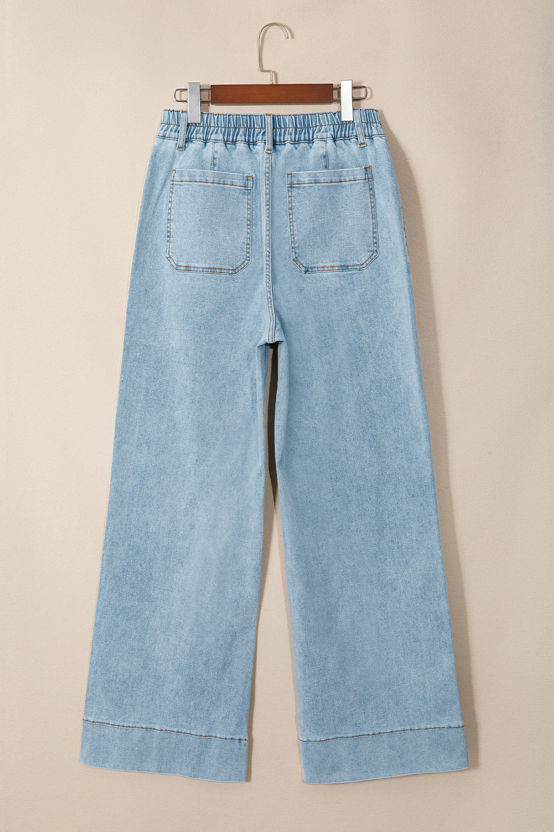 Beau Blue Solid Full-Length Regular Pocket Detail Denim Jeans