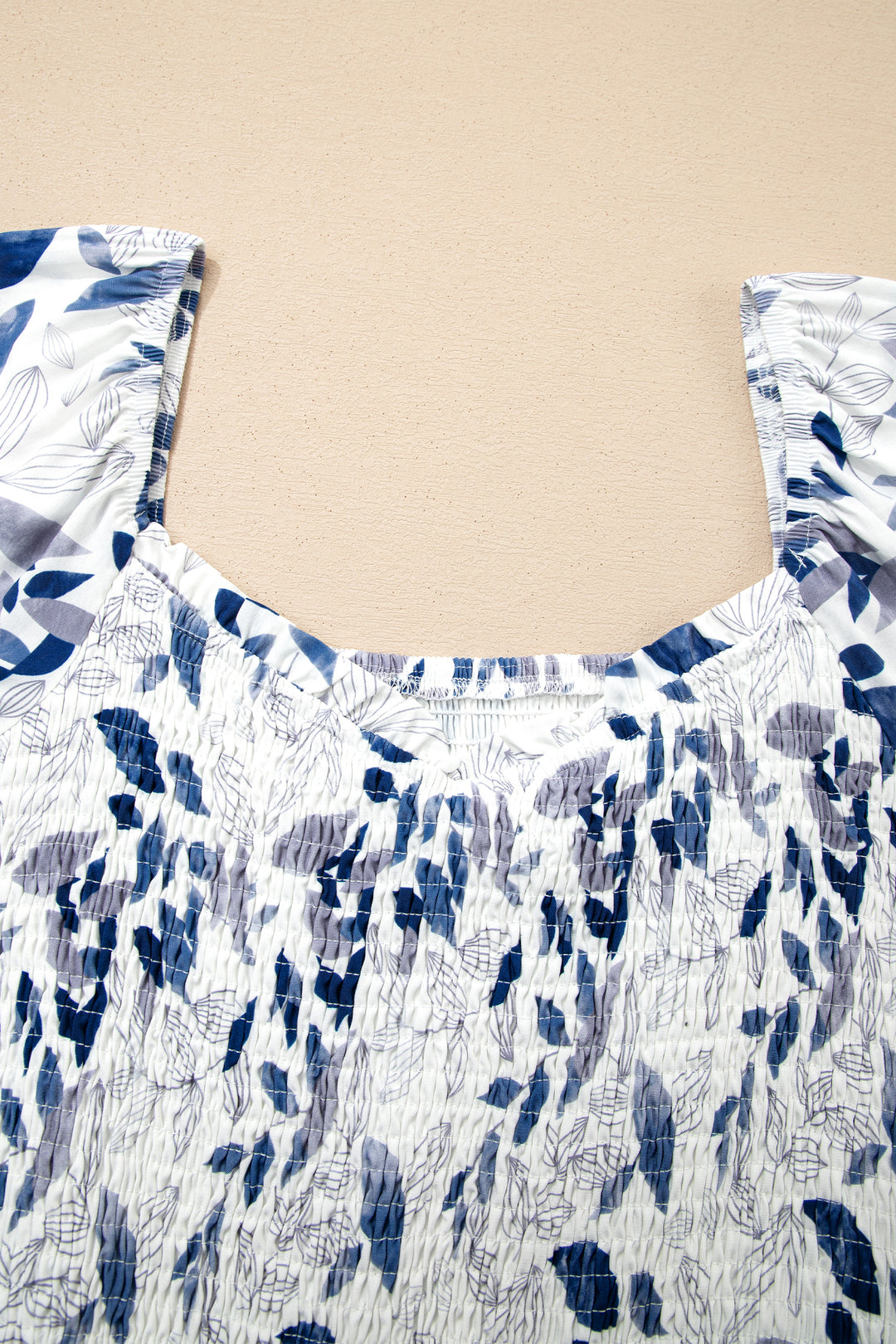 Smocked Bodice Short Puff Sleeve Tiered Floral Midi Dress