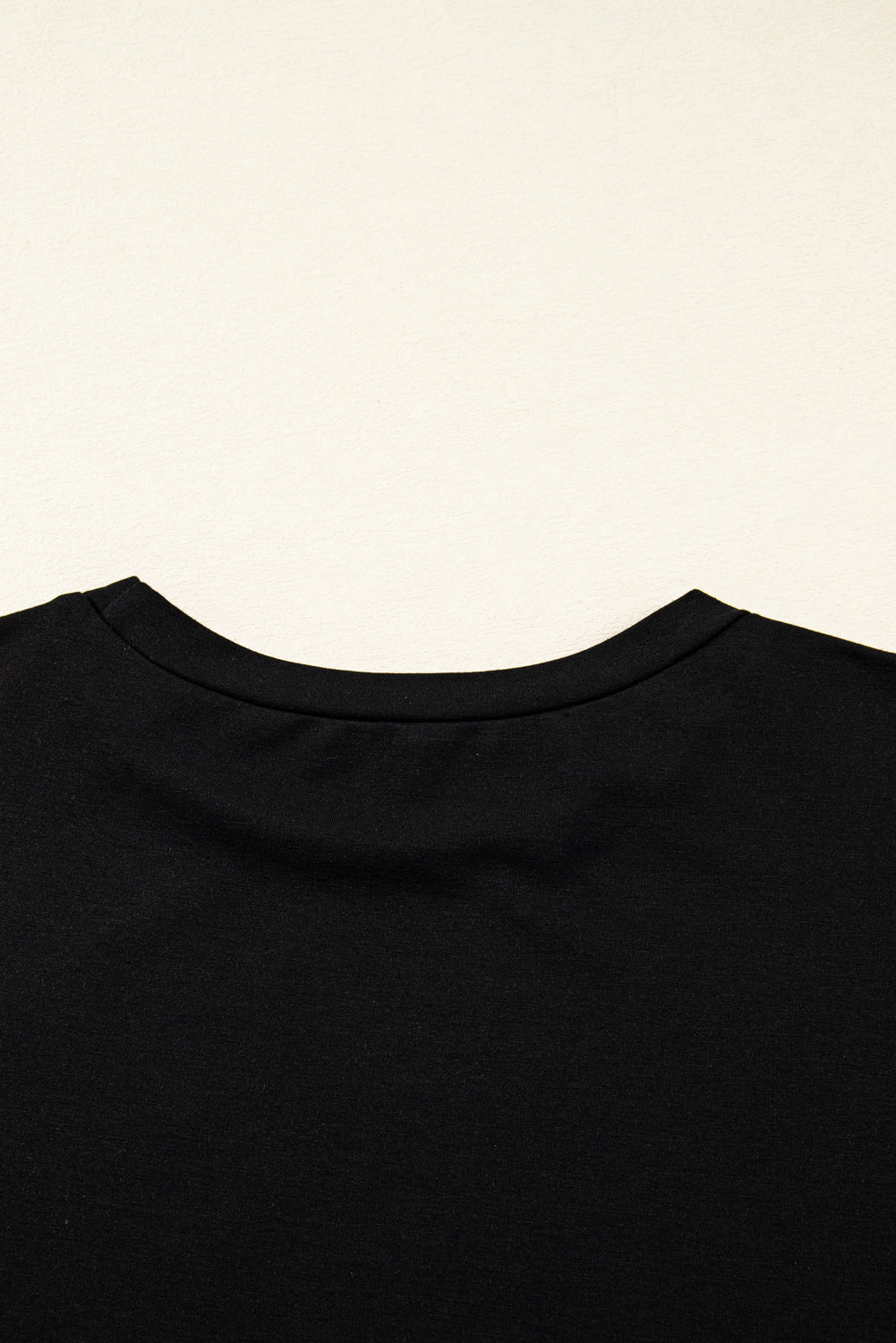 Black Bow Knot Patchwork Crewneck Plus Size Blouse