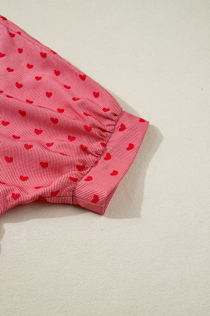 Heart Shape Print Half Sleeve Loose Valentine Shirt