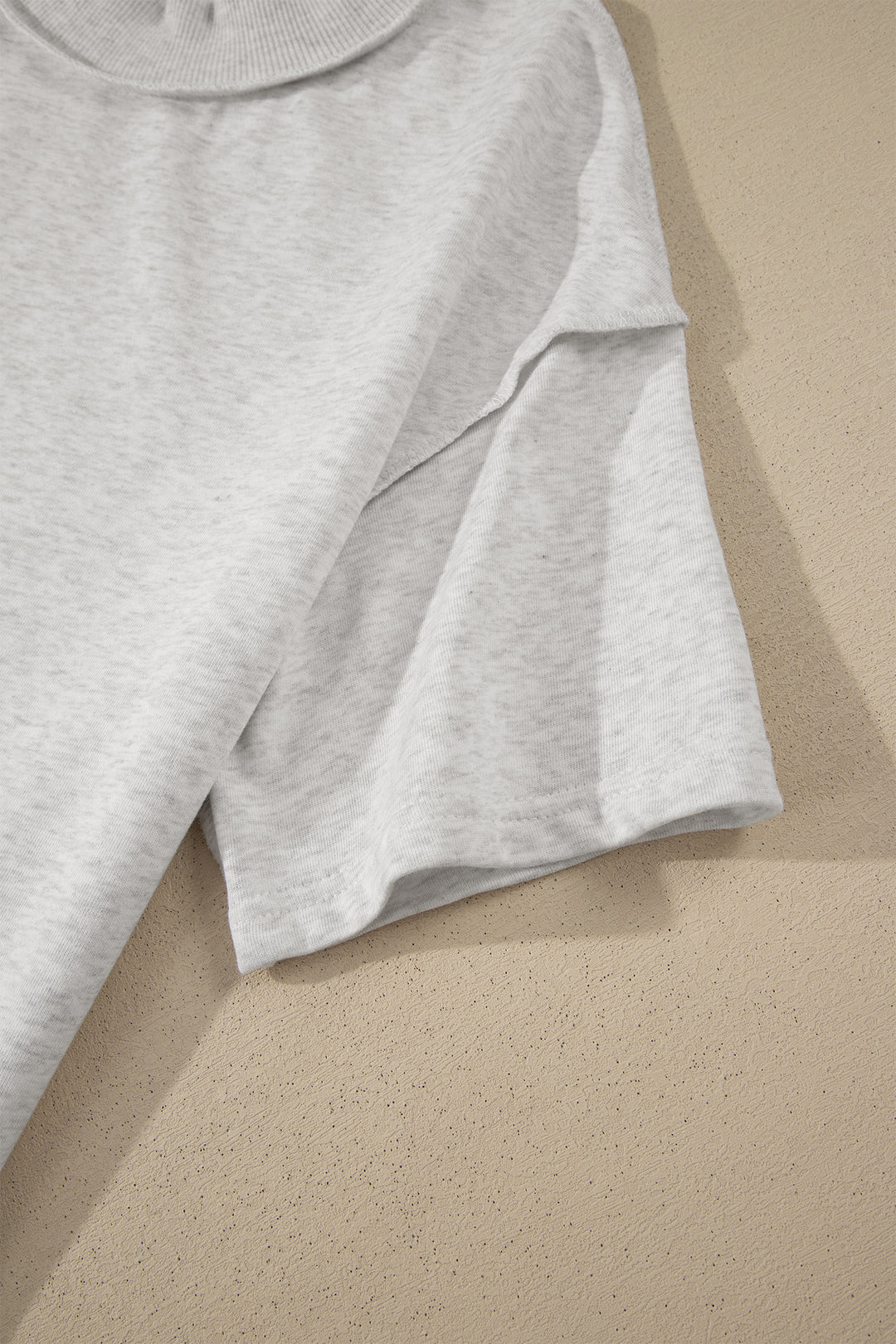 Light Grey Exposed Seam Detail Mock Neck Tee