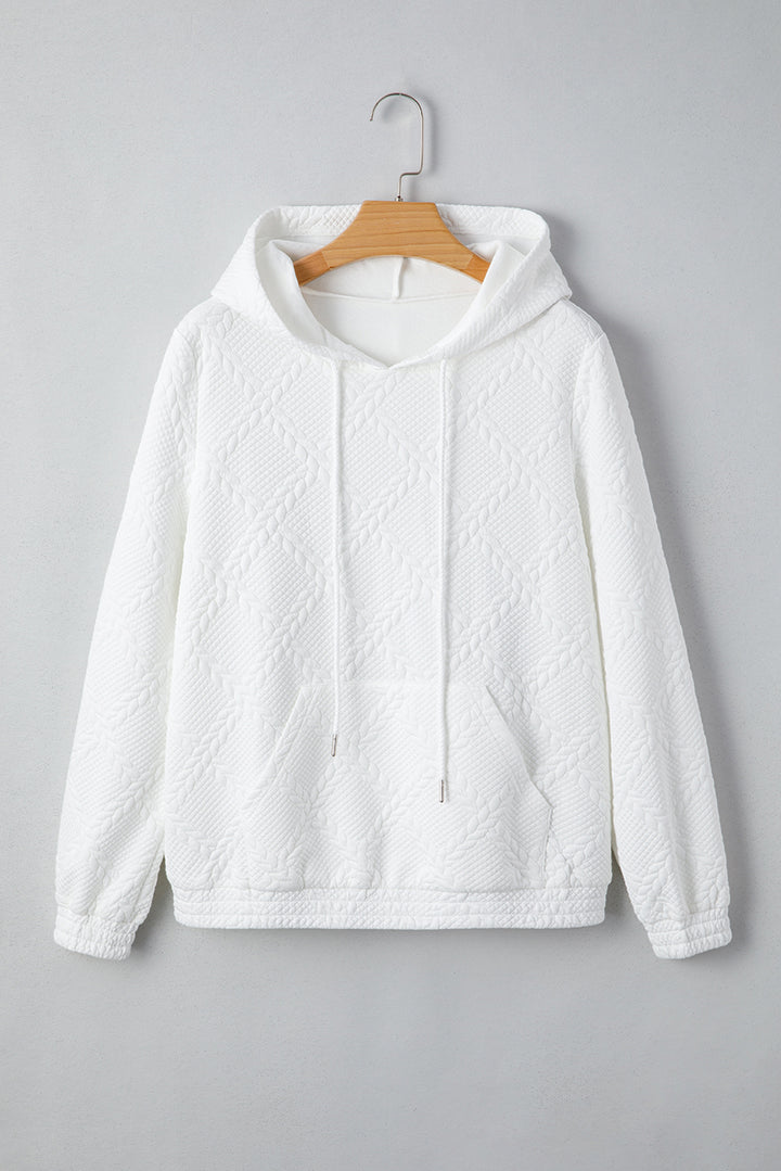 Cable Lattice Texture Kangaroo Pocket Hoodie