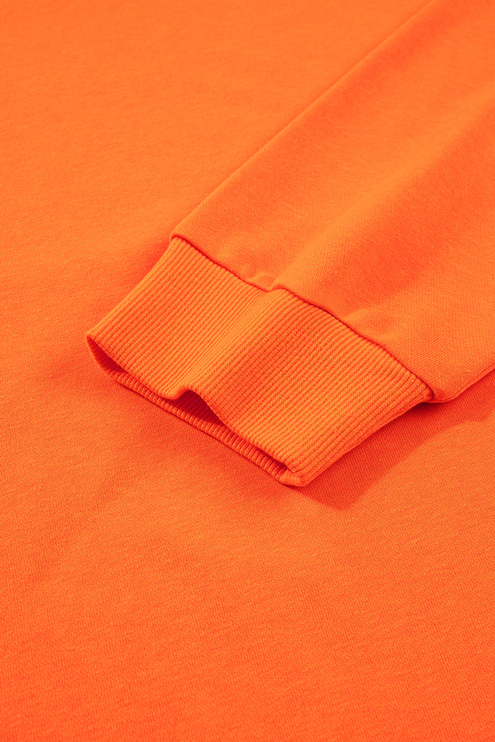 Orange Plus Size Varsity Striped Pullover Drawstring Elastic Waistband Short Set